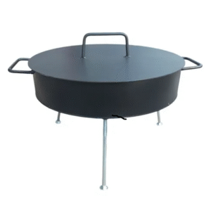 PAELLERA DISCO DE ARADO TRES PATAS DESMOTABLES CON TAPA 50 CM K&G